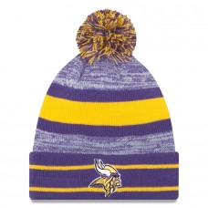 Men's Minnesota Vikings New Era Purple Team Logo Cuffed Knit Hat with Pom 2830219